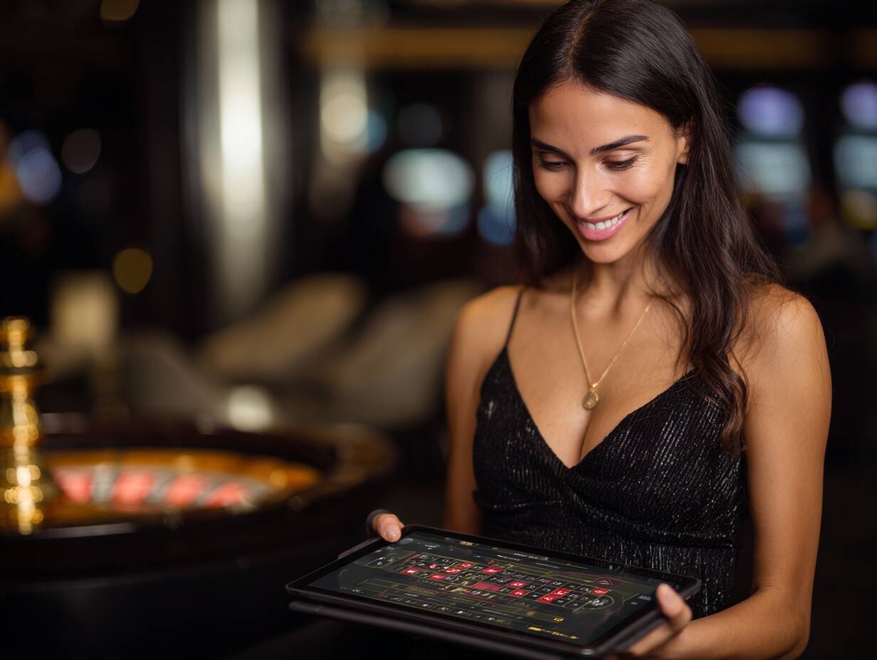 A friendly professional male dealer smiling while hosting a live blackjack game in the Ywkk live casino studio.